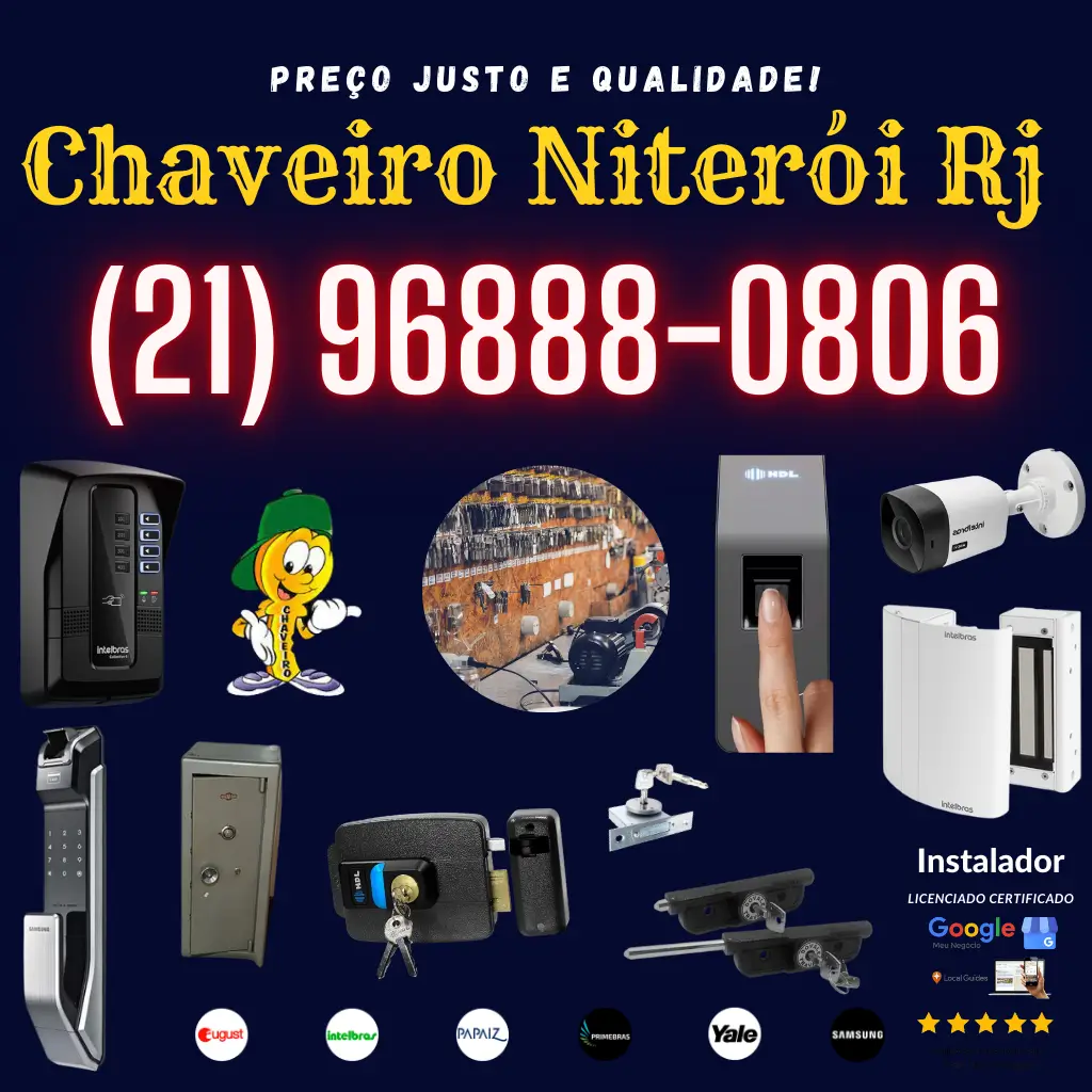 Chaveiro 24 horas Niterói rua Avenida Marques do Paraná realiza serviço de abertura de portas de residências e automóveis, em qualquer horário do dia ou da noite. Com Chaveiro 24 horas Niterói, é possível realizar a troca de miolo, chaves codificadas, instalação de fechaduras, entre outros. É, Portanto, um serviço de chaveiro residencial e automotivo, que traz soluções para diversos casos, como quando alguém fica impossibilitado de entrar em sua casa ou carro por ter perdido ou esquecido a chave. (21)96888-0806✆